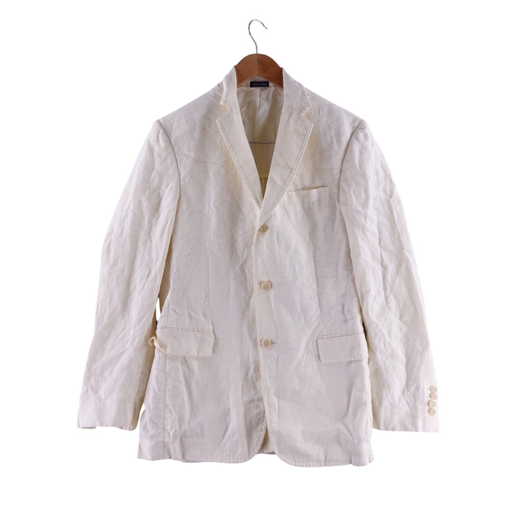 Polo Ralph Lauren Womens Small Made in Italy 100% Linen Blazer Cream Off White
